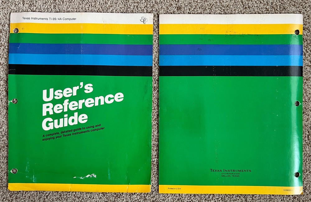 TI-99/4A User's Reference Guide - Front & Back Covers ONLY - Texas Instruments