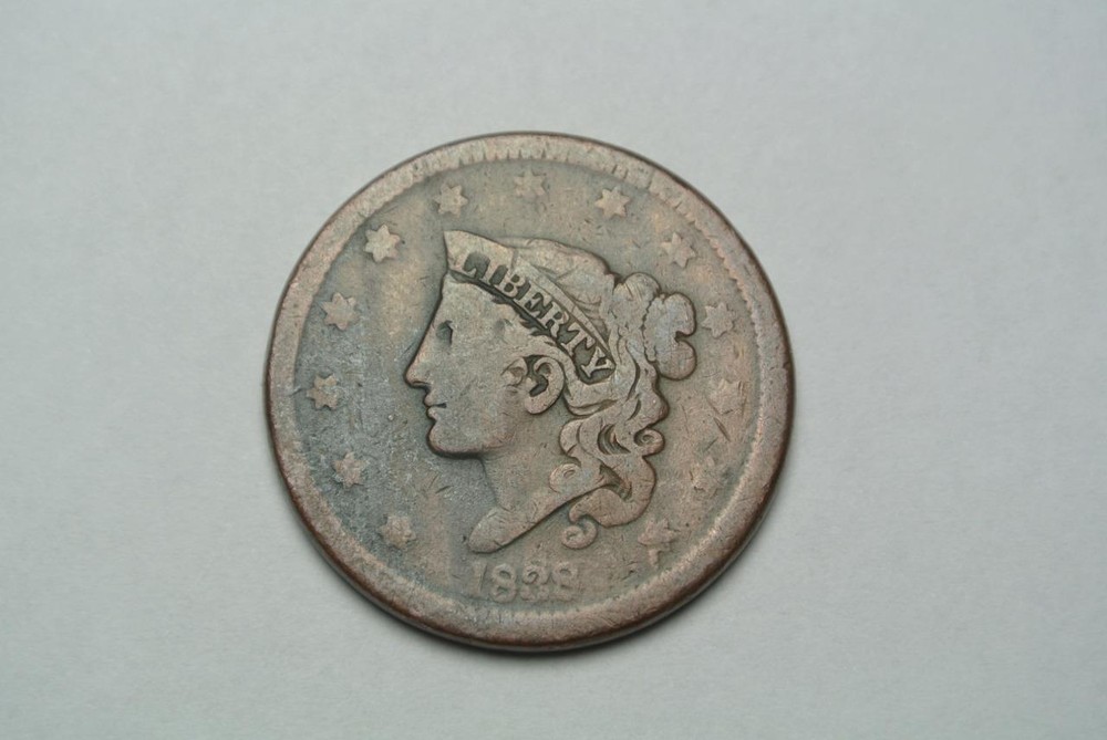 1838 Coronet Head Large Cent,VG Condition - C7245