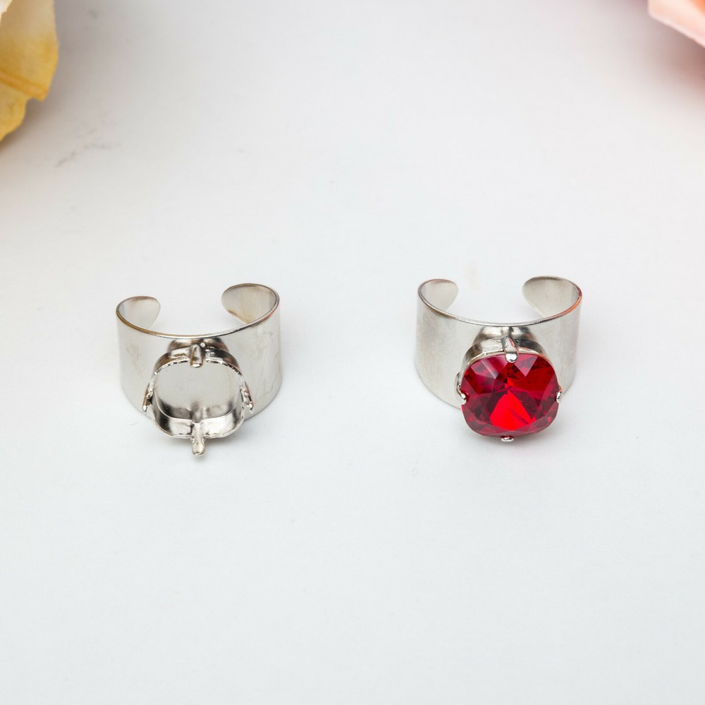12mm Square | Wide Band Adjustable DIY Ring Bases | Three Pieces (R 405)