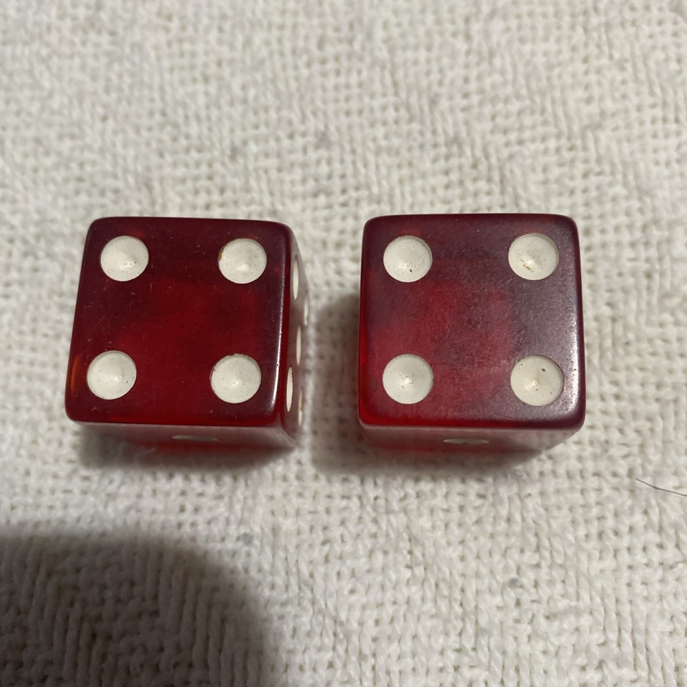 Vintage Bakelite Dice 1” red translucent
