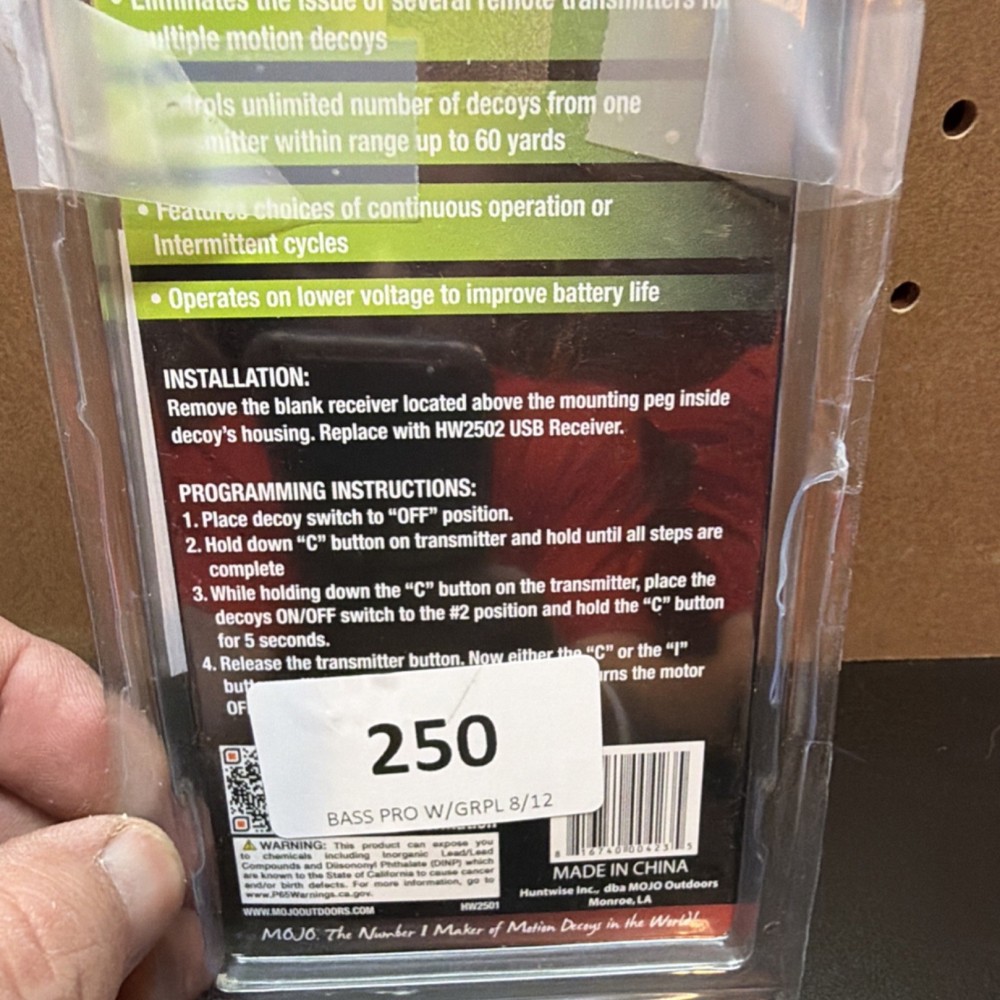 MOJO Outdoors HW2501 Multi-Decoy Remote Kit Transmitter Receiver 60 Yard Range