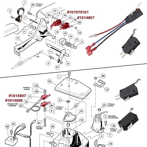 Golf Cart Micro Switch Kit for Club Car DS/Precedent 1999+, Forward Reverse