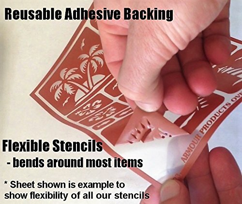 Reusable Stencil Eyes & Face Elements, includes nose, lips and mustaches + Free