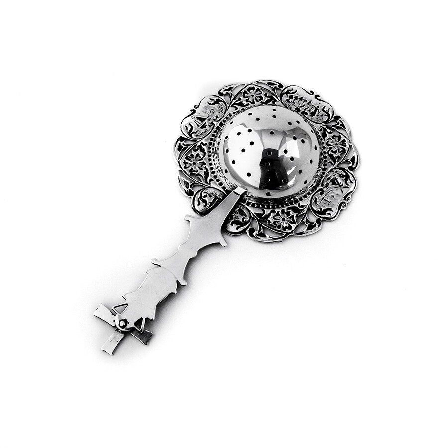 Dutch Openwork Tea Strainer Windmill Handle 833 Silver 1964