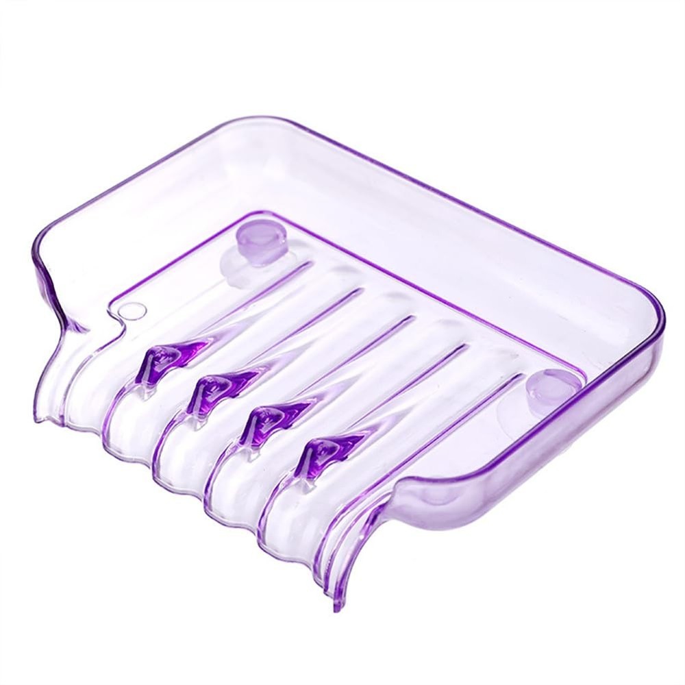 Purple Rectangular Soap Dish, 5.1 x 3.7 Inches, Plastic, Suction Cup, Space-S...