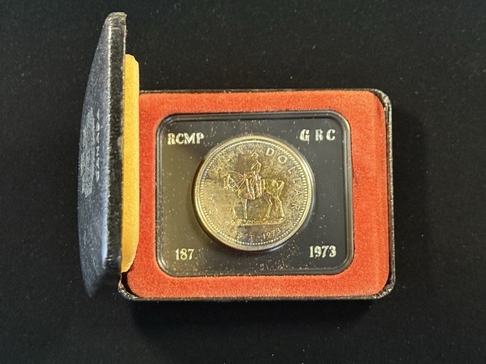 1973 Canada $1 Silver Dollar Rainbow Toned In Original Box Item #617