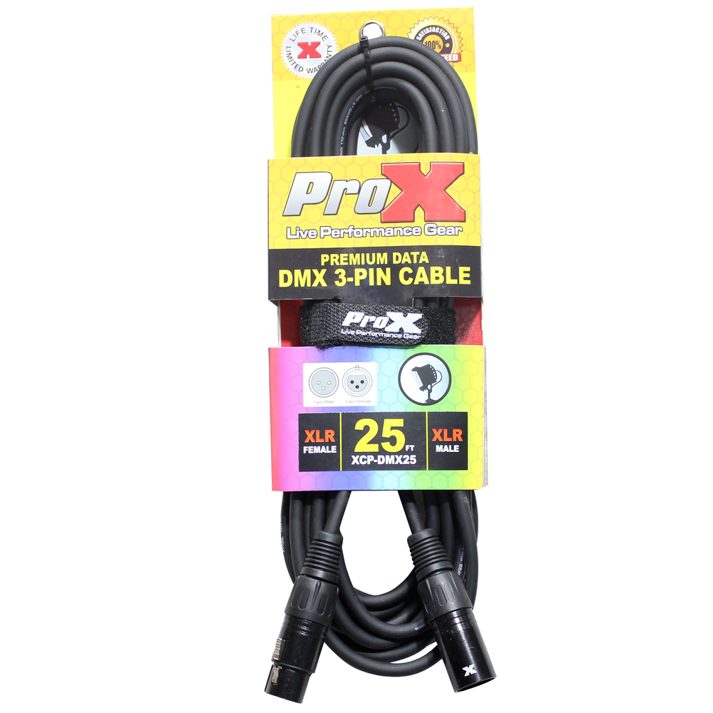 10 Pack 3 Pin DMX 25' ft Stage Lighting Shielded Cables By PRO X