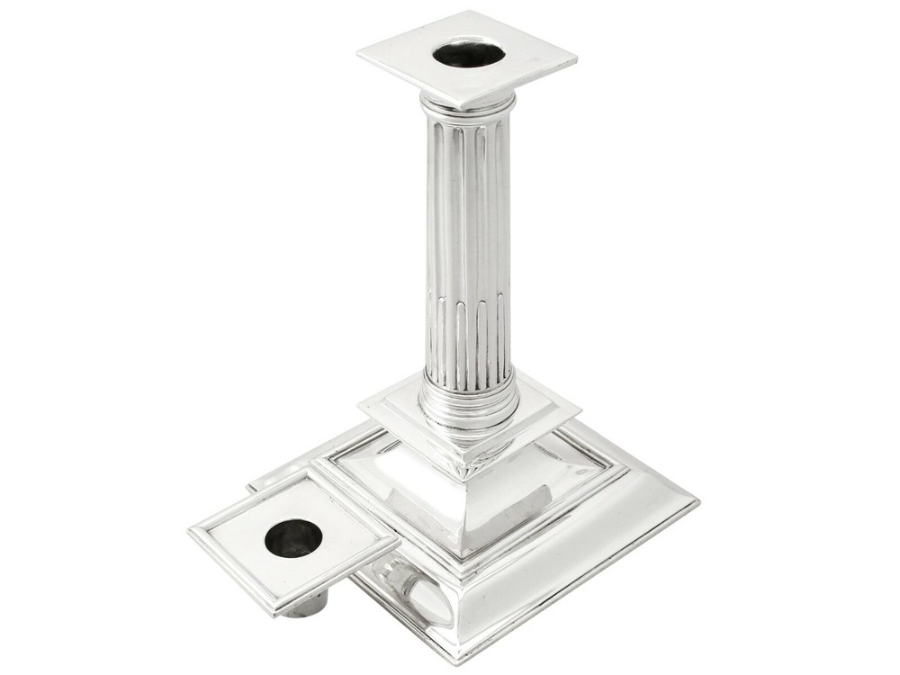 Victorian Sterling Silver Candlesticks Charles II Style