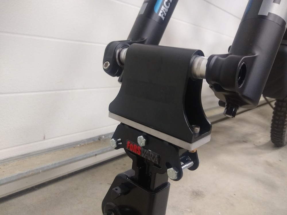 Bicycle indoor trainer fork mount adapter, support for Delta, Zwift Ride