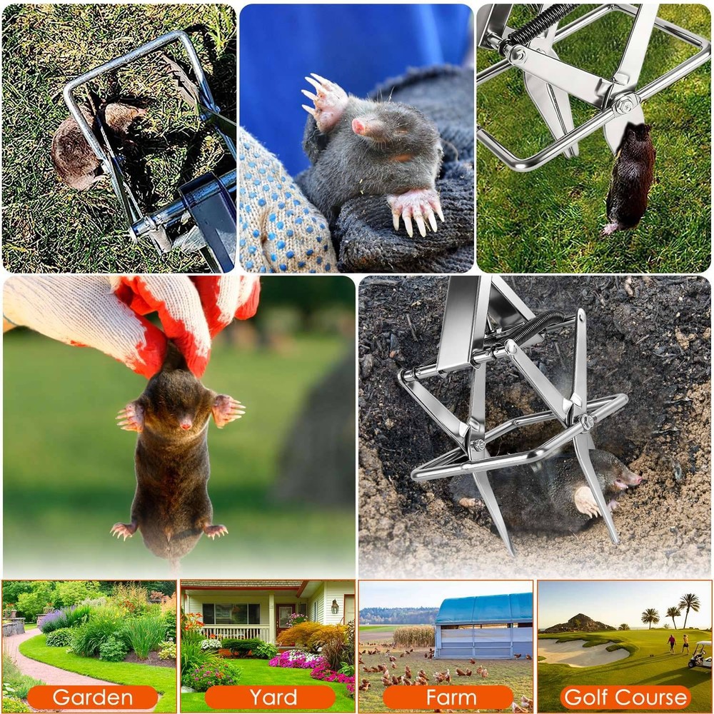 2 PACKS Easy Setup Mole Traps Scissor Mole Rodent Control Trap Lawn Yard Traps
