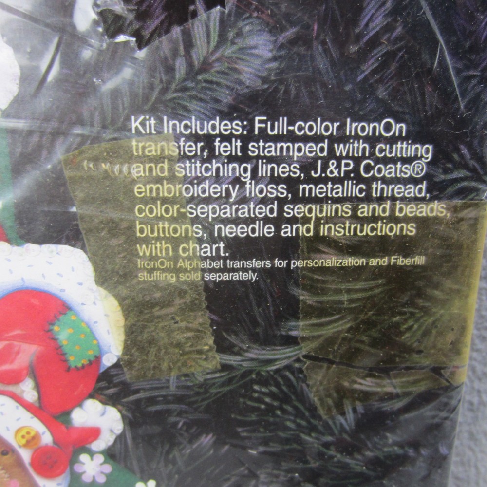 JP Coats Felt Applique Stocking SANTA BEAR
