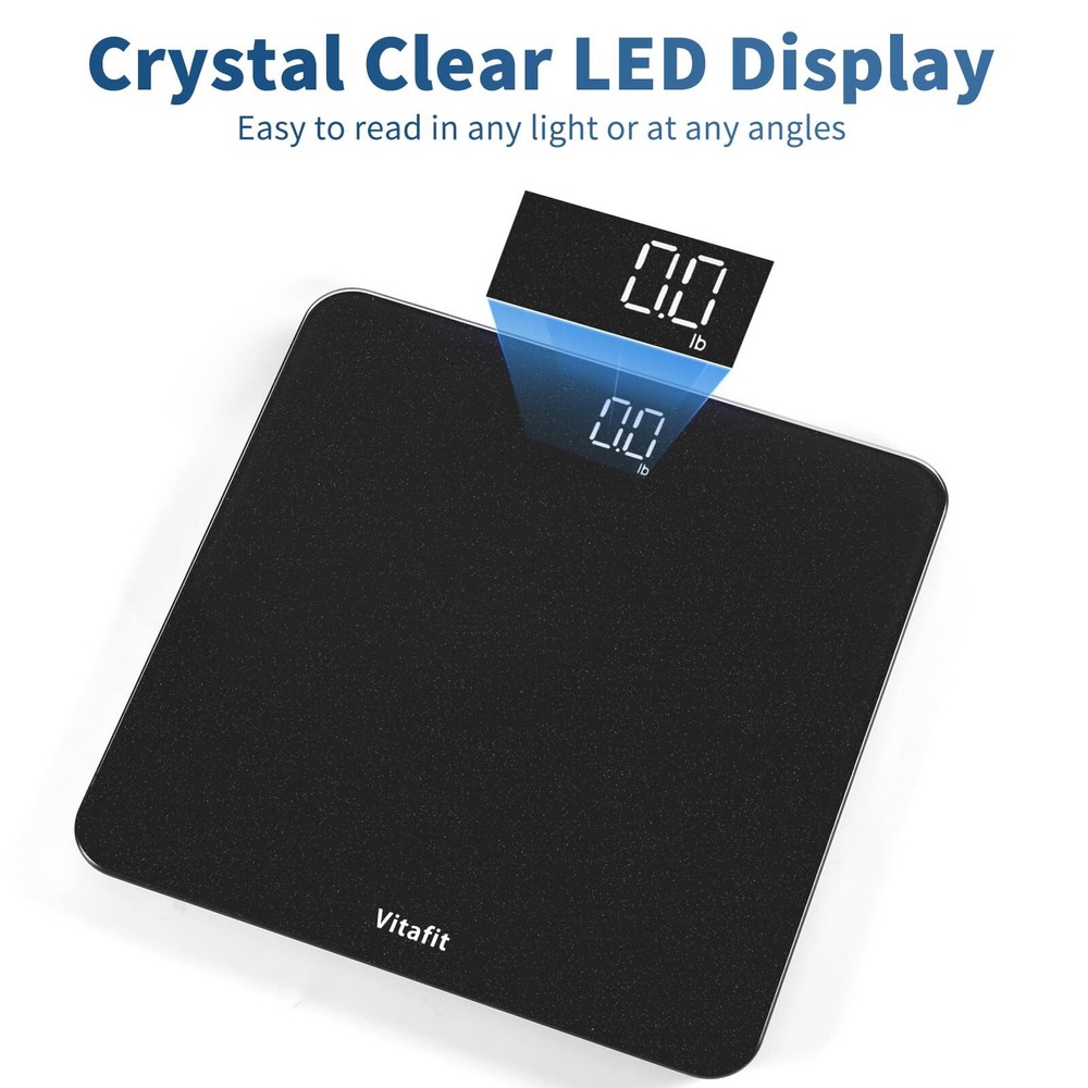 Professional Digital Bathroom Scale with Clear LED Display - Includes Batteries