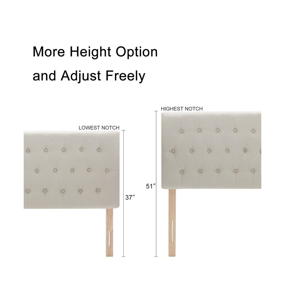 Kingfun Tufted Upholstered Queen Size Bed Headboard in Modern Button Design, ...