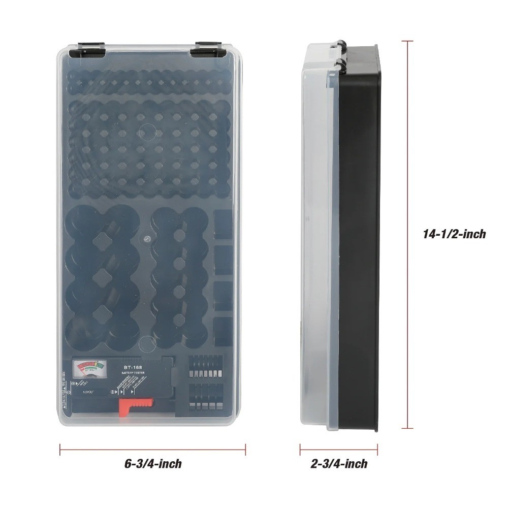 Universal AA AAA Battery Organizer and Storage Case with Power Tester for