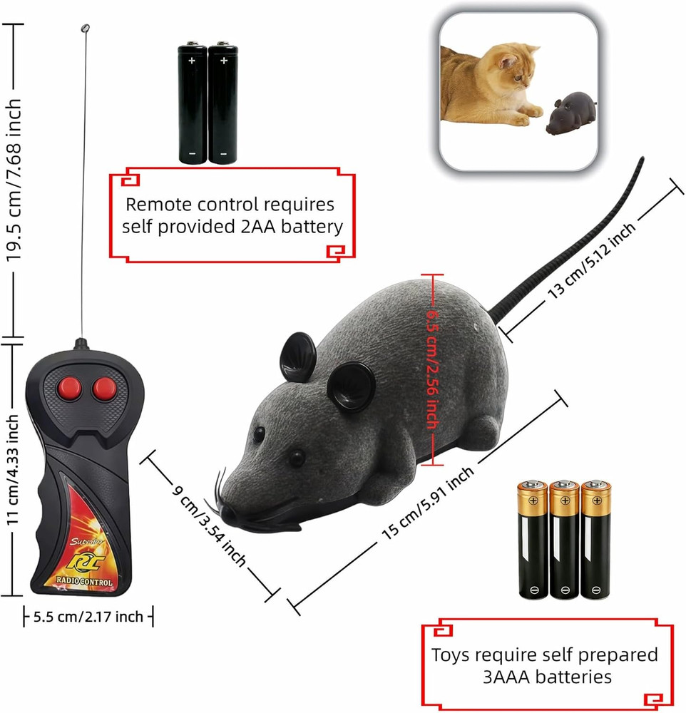 Remote Control Mouse Cat Toy, Realistic RC Interactive Pet Toy with Wireless Con