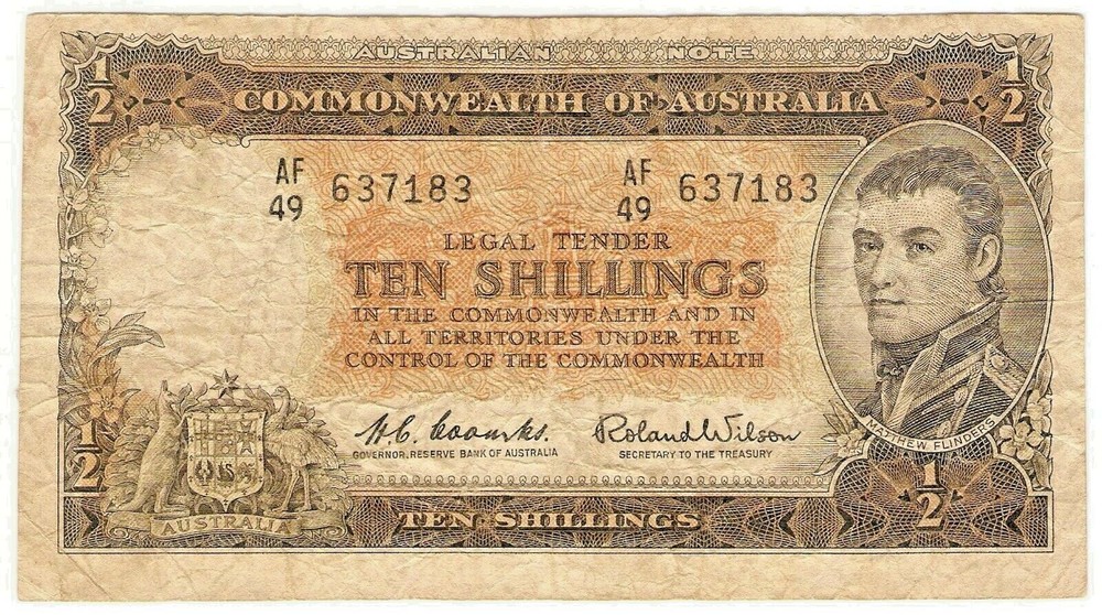 1954 AUSTRALIA Note 10 SHILLINGS - CURRENCY -