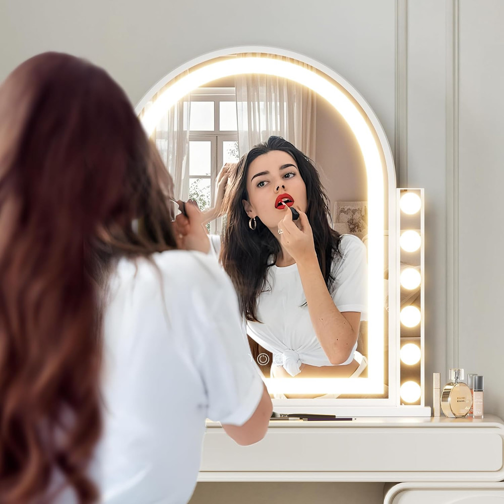 Hollywood Vanity Mirror with Lights 22.4"X23.4" Arched Lighted Makeup Mirror wit