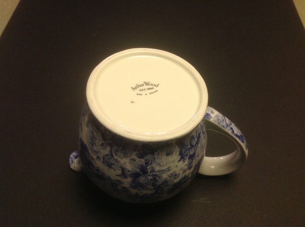Arthur Wood Blue And White Rose Pattern Pitcher