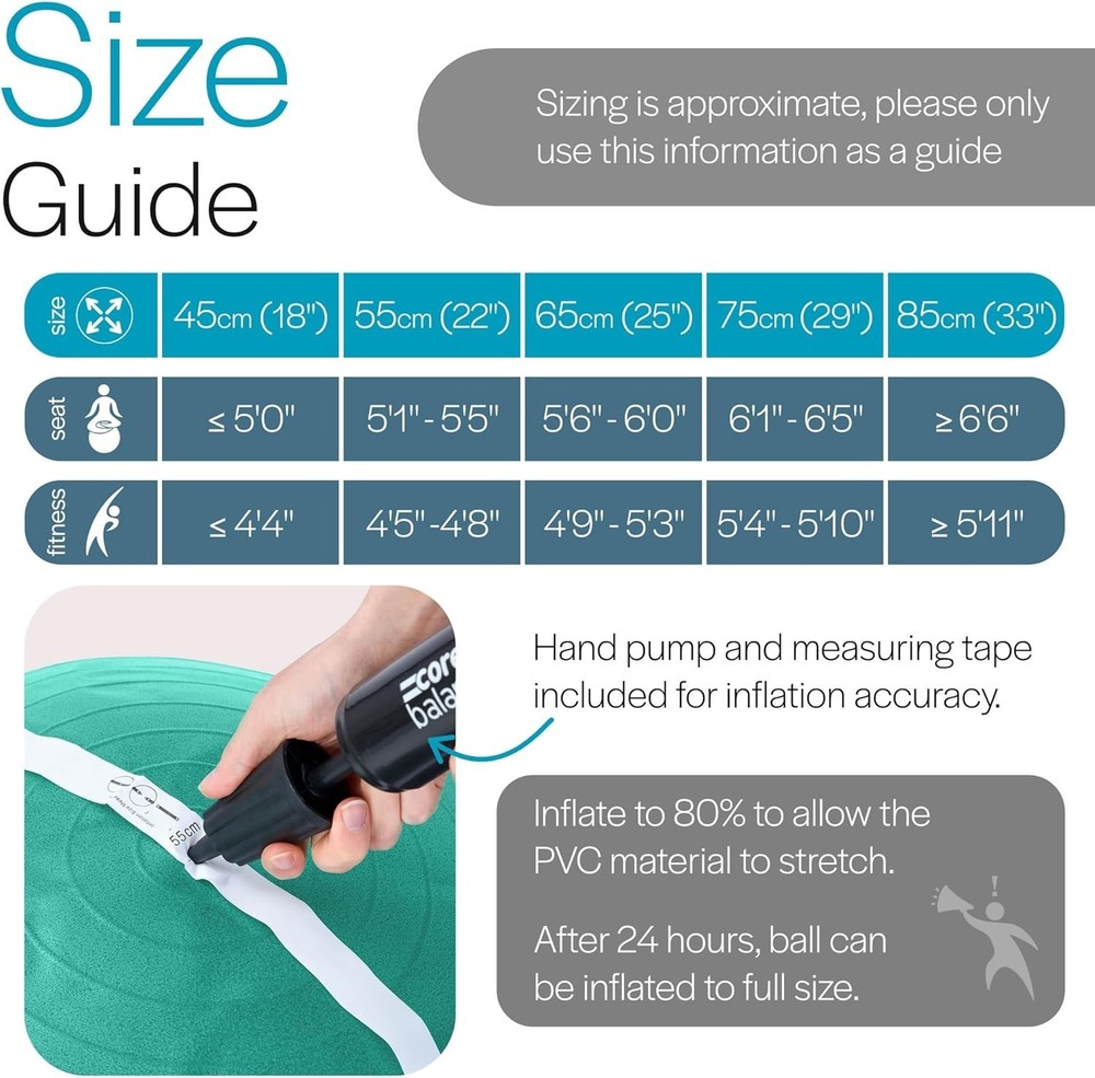 Multi-Size Exercise Ball - Anti-Burst, Slip Resistant, Perfect for All Workouts