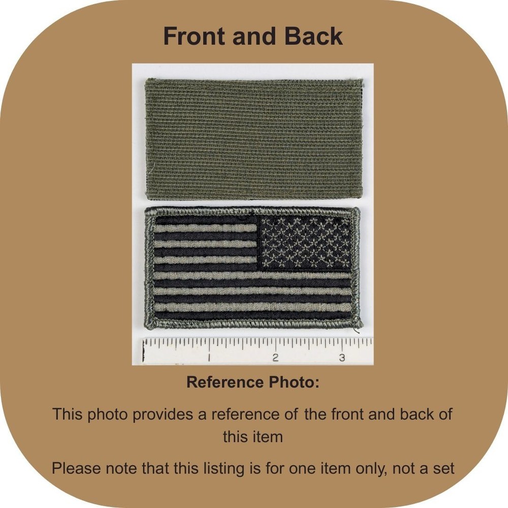 Reverse American Flag Patch; Subdued UCP/ACU Foliage Green; Hook Fastener Patch