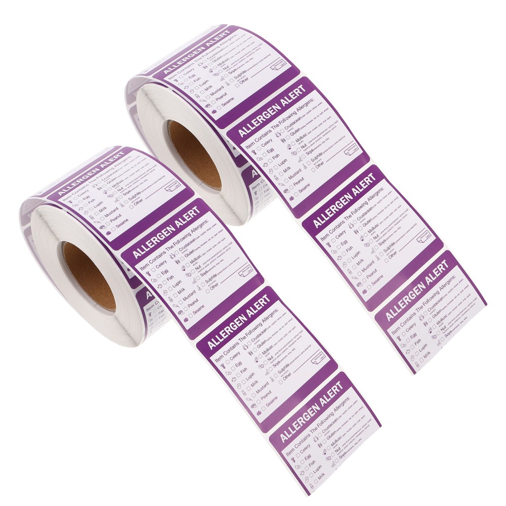 2 Rolls Allergen Label Notification Stickers Identification Labels