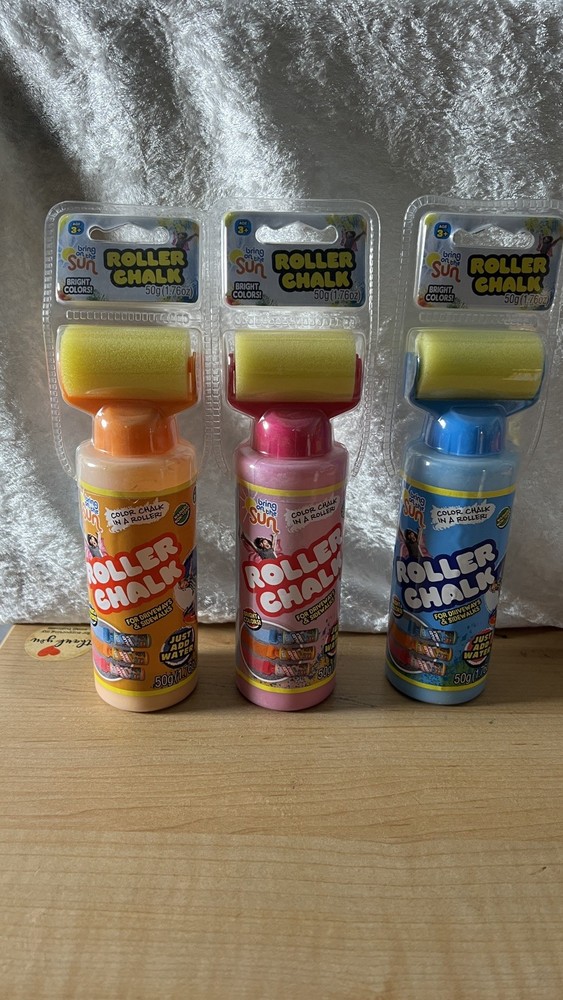🆕3- Chalk Roller With Stencils  3 Pack Creative Fun Orange, Pink, And Blue