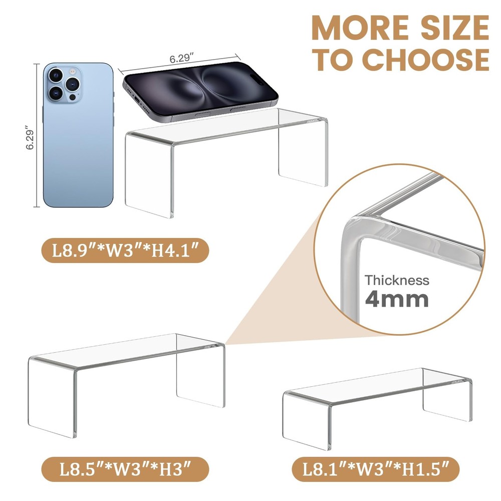 6 PCS Clear Acrylic Display Risers, Acrylic Risers for Display, Transparent R...