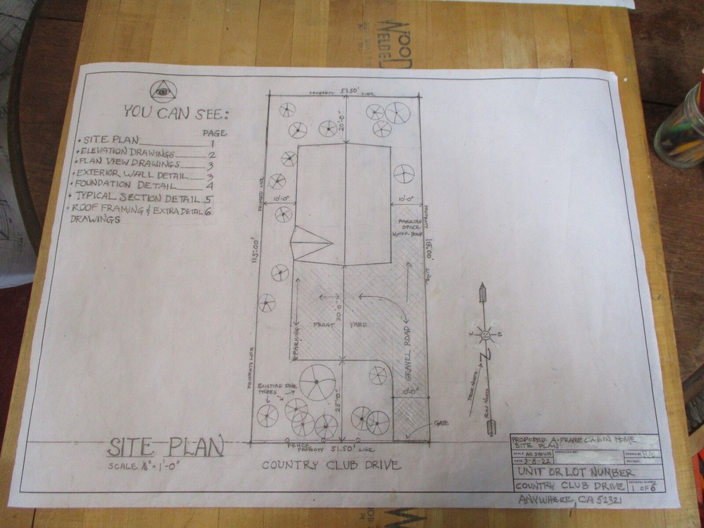 A-FRAME CABIN PLANS HAND-DRAWN ARCHITECTURAL COPIES 1200 SQ FT. CHEF'S KITCHEN