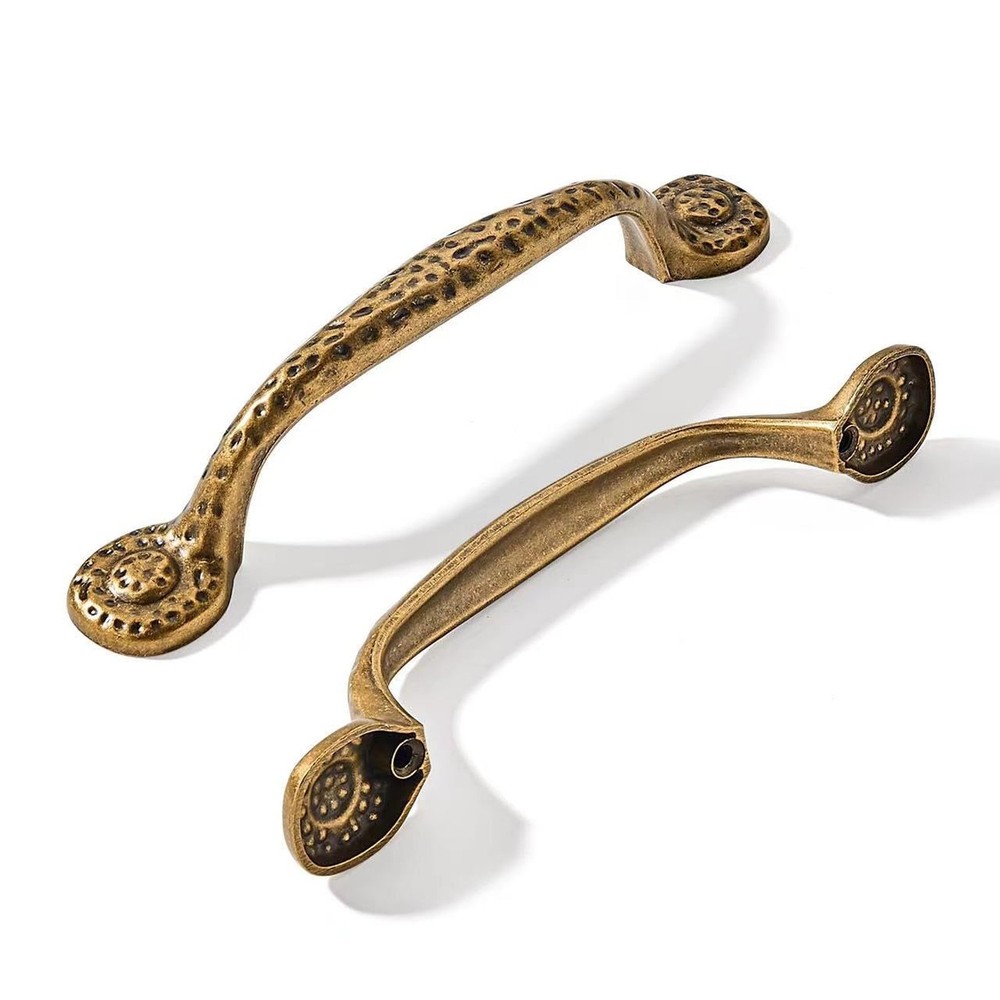 10 Pack Rustic Pulls,Antique Brass Cabinet Pulls Hammered Cabinet Pulls Kitch...
