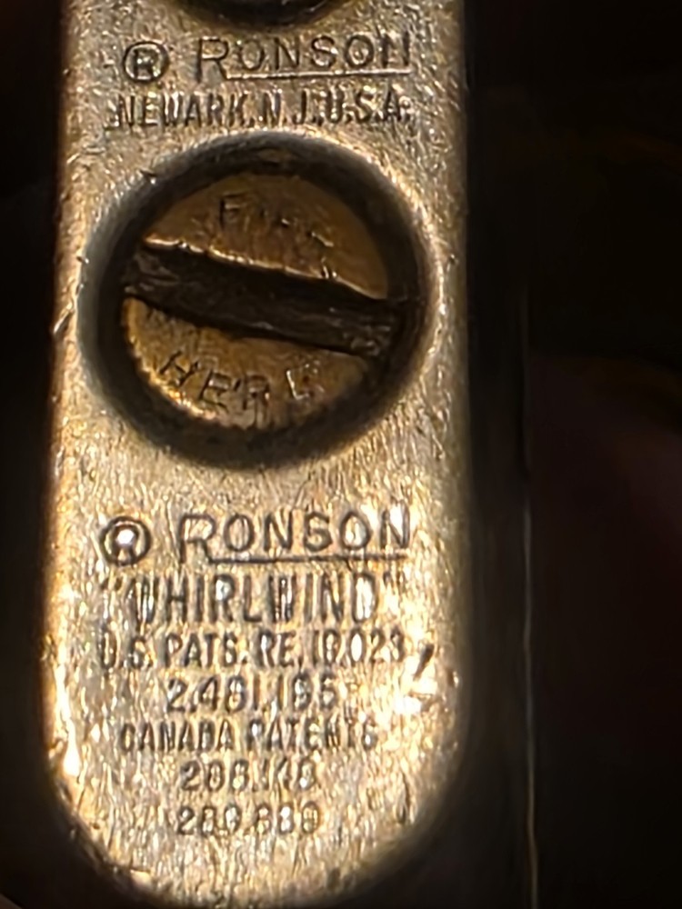 1950s Ronson Whirlwind Standard Lighter engraved with SJP (Untested)