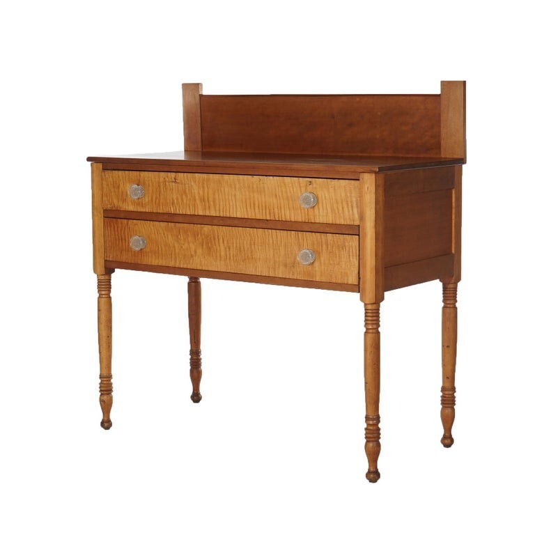Antique Sheraton Cherry Server with Tiger Maple Drawers C1830