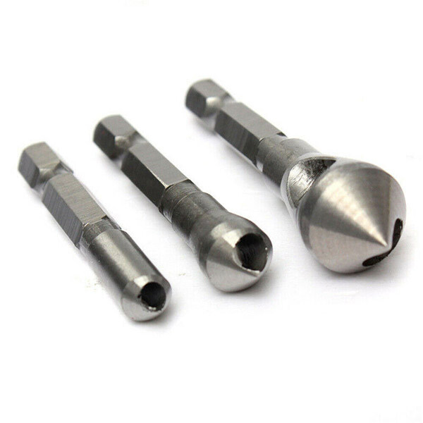3Pcs Chamfer Countersink Deburring Drill Bits Set Kit Cutting Metal Wood Tool