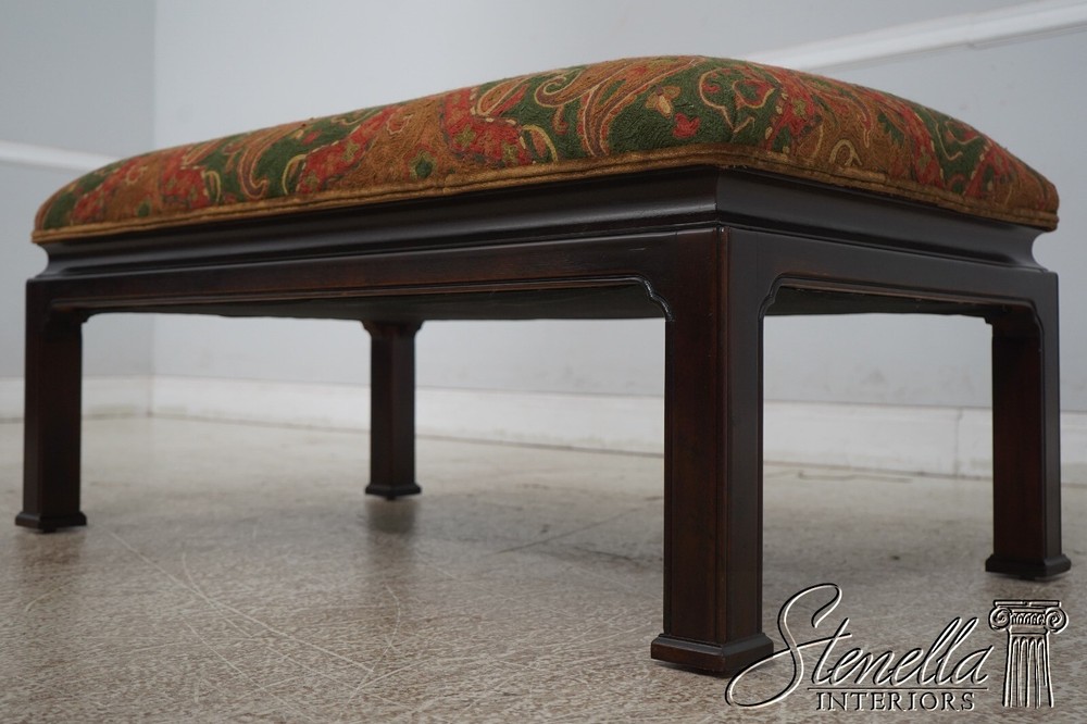 L68530: Crewlwork Upholstered Chippendale Ottoman Bench