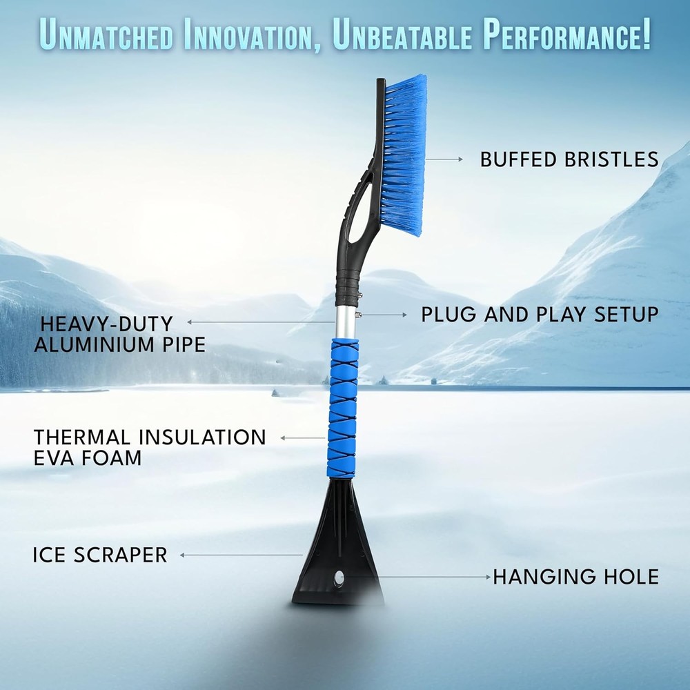 EcoNour 27" 2-Pack Snow Brush & Ice Scraper – Car Winter Tool