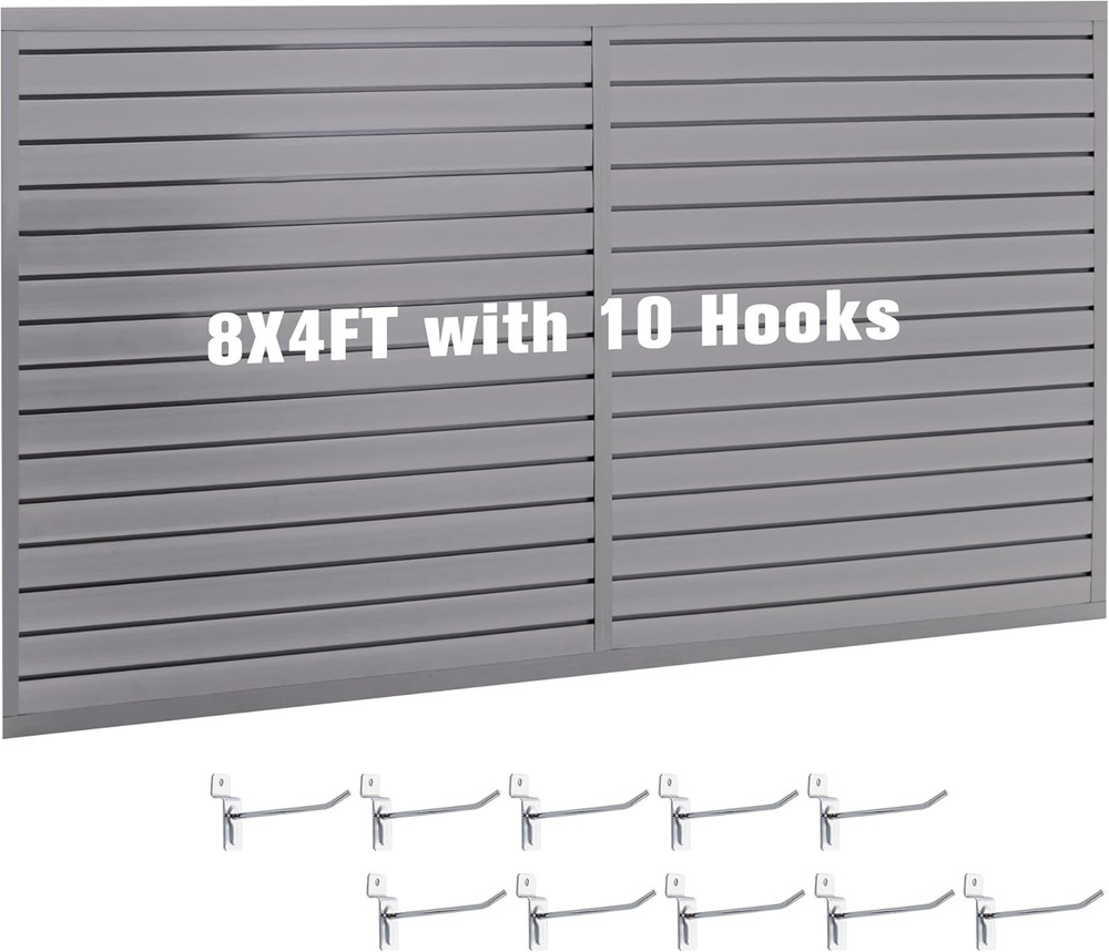 Slatwall Panel Garage Wall Organizer Storage Systems, Wall Mounted PVC Storage R