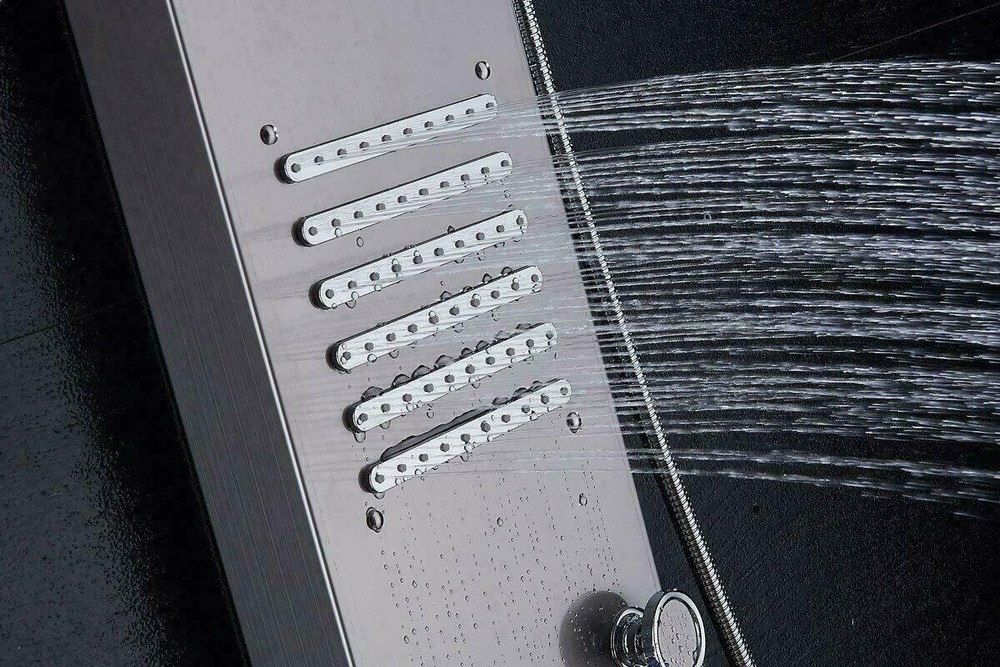 Shower Panel Tower System Brushed LED Rainfall Waterfall Massage Jets Body Tap