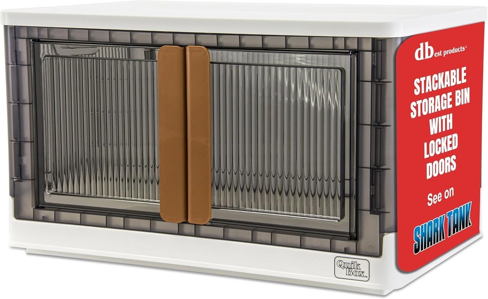 Quik Box 19 Gallon Stackable Storage Bins W/ Doors Collapsible Organizer