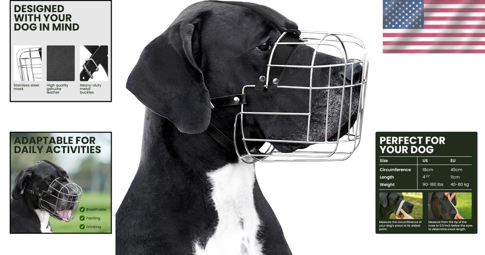 Adjustable Metal Wire Basket Muzzle for Large Dogs