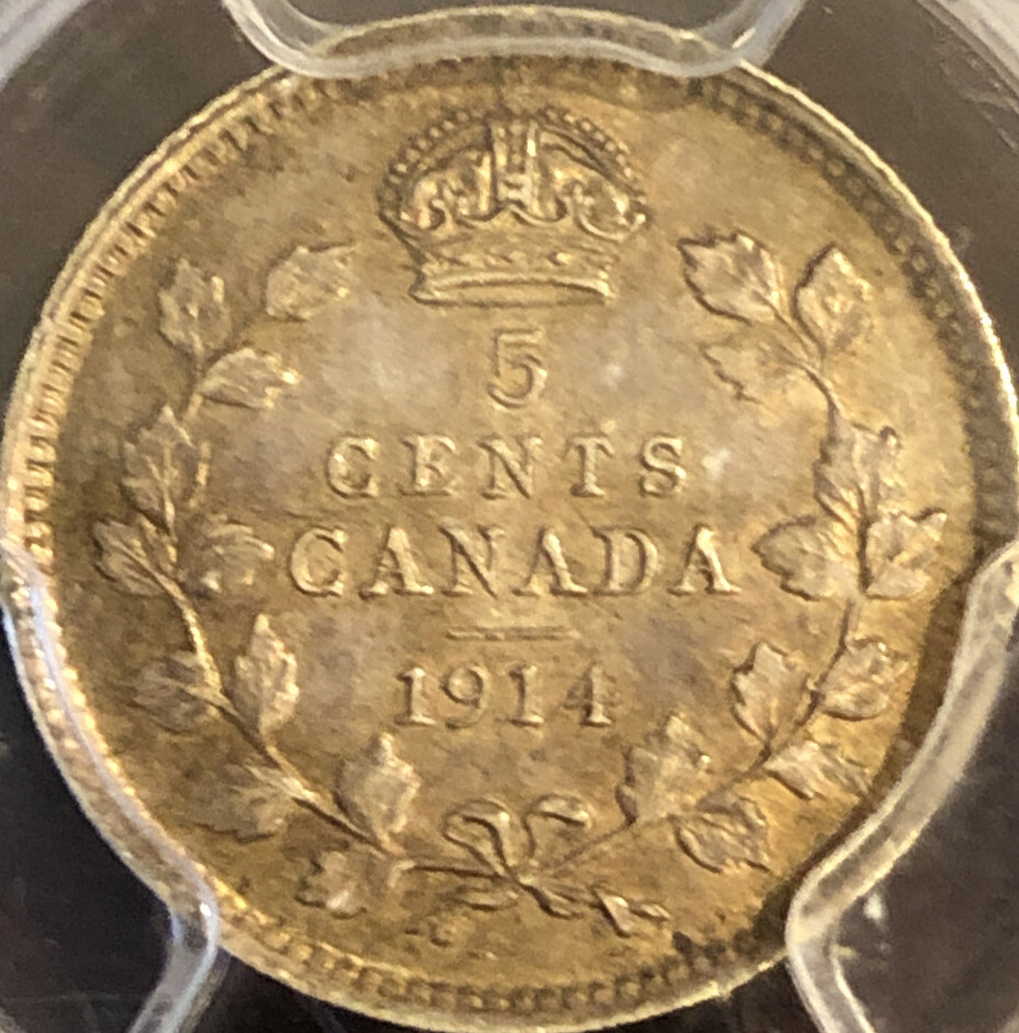 1914 Canada 5C AU55 PCGS (SB11:I)