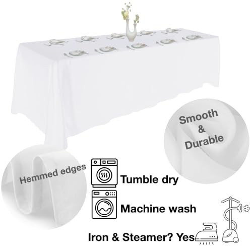 Extra Large Table Cloths. 8+ft Rectangle Tables 156" x 90" (Rectangular) White
