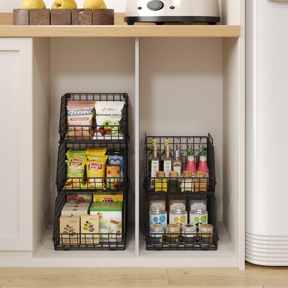 3-Tier Stackable Wire Baskets for Counter, Fruit and Vegetable Storage, Potat...