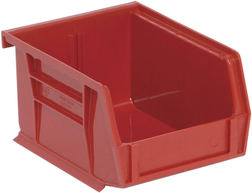 3 pack Storage Bin 5-3/8x4-1/8x3 inch Red Plastic Small Parts Container Stack