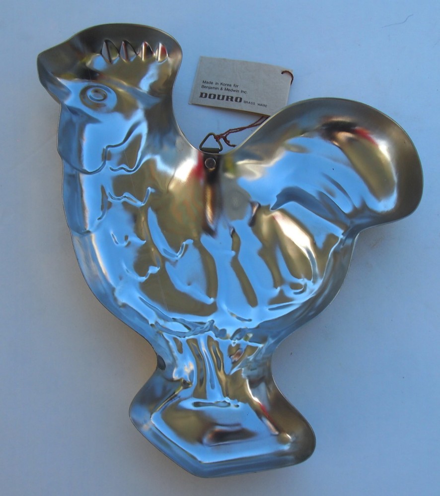 Solid Brass ROOSTER MOLD Nickle lined Kitchen Wall Hanging with Hang Tag