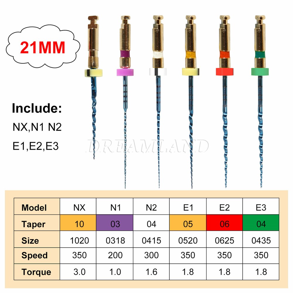 6pcs Endo Root Canal Super Rotary File Heat Activation Engine/Hand Use