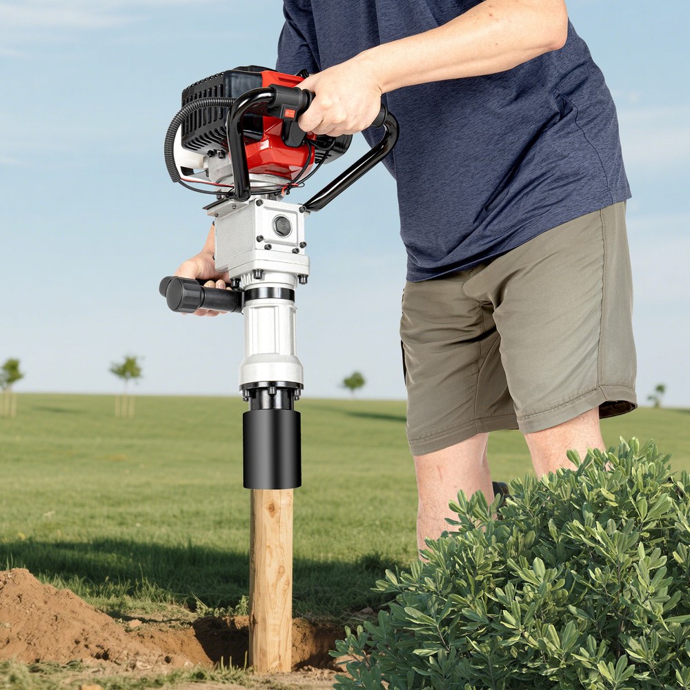 Portable 2 Stroke Gas Powered T-Post Driver Pole Pounder Pile Driver Hammer