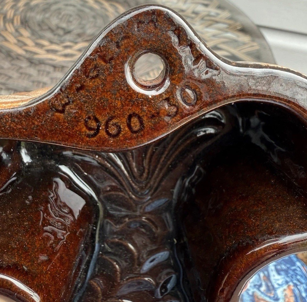 Fish Shaped Brown Glazed Ceramic Redware Cake Jello Mold SCHEURICH 960-30