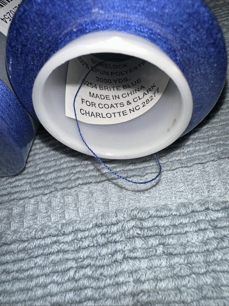 Coats Surelock 4 Spools 0254 Bright Blue Polyester Thread,3000 Yds