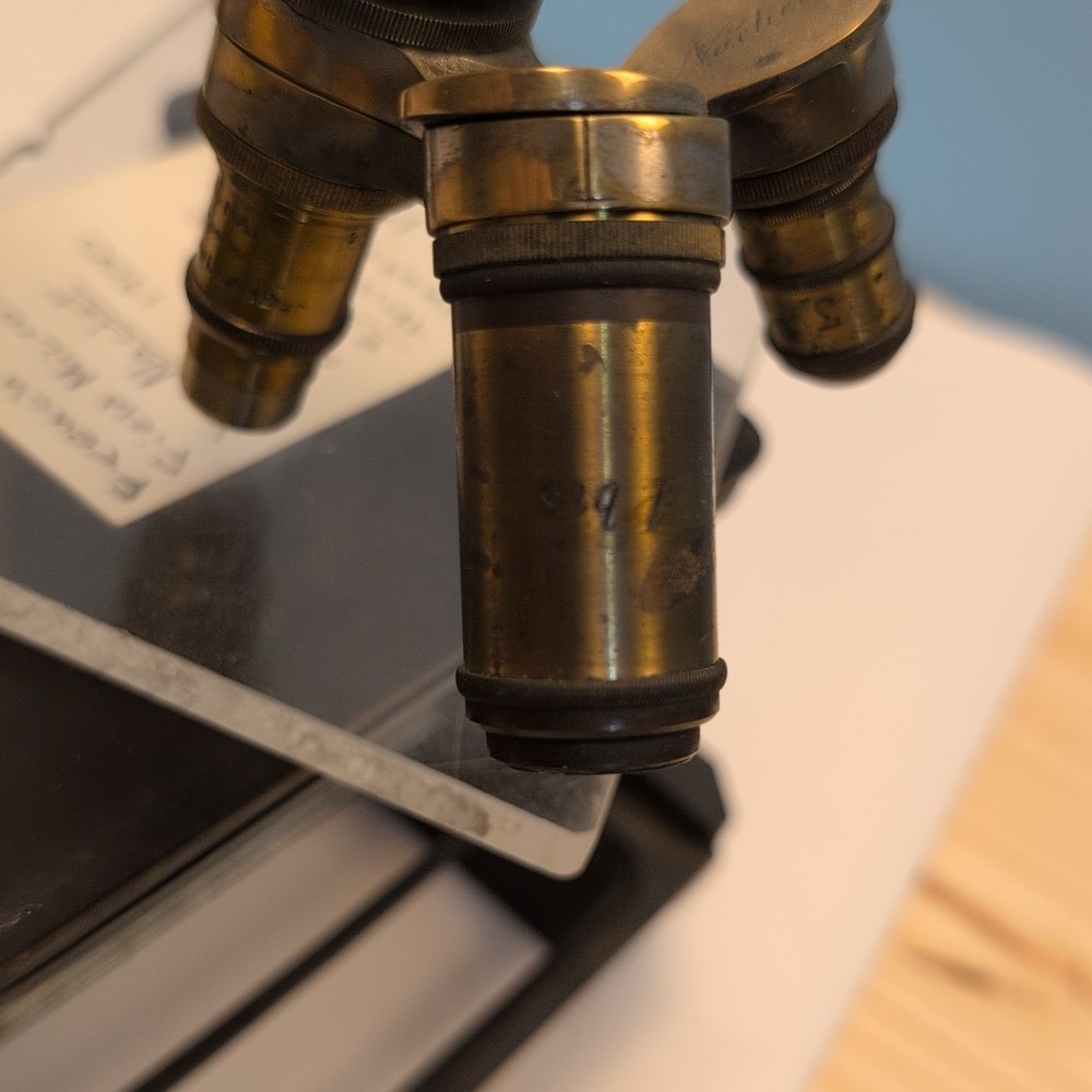 Antique Nachet Paris Large-Field Compound Microscope c1900 Mechanical Brass