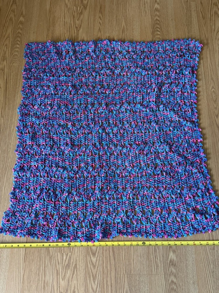 Handmade Crocheted Blanket Multicolored 37x37 ￼