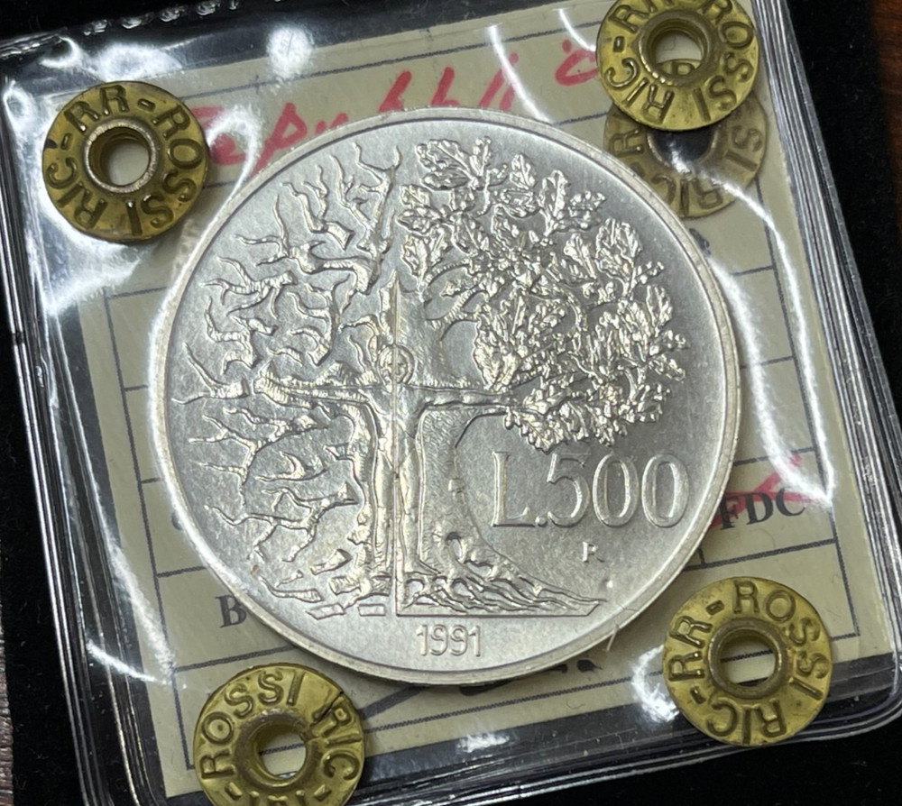1991 Italy 500 Lira Silver Coin